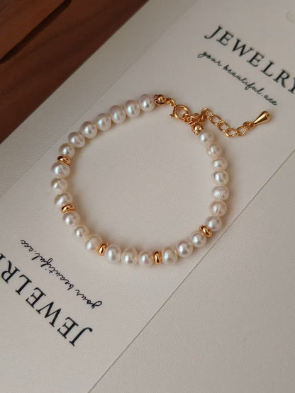 Classic Freshwater Pearl Bracelet – 18K Gold Vermeil on Sterling Silver | Timeless Elegance