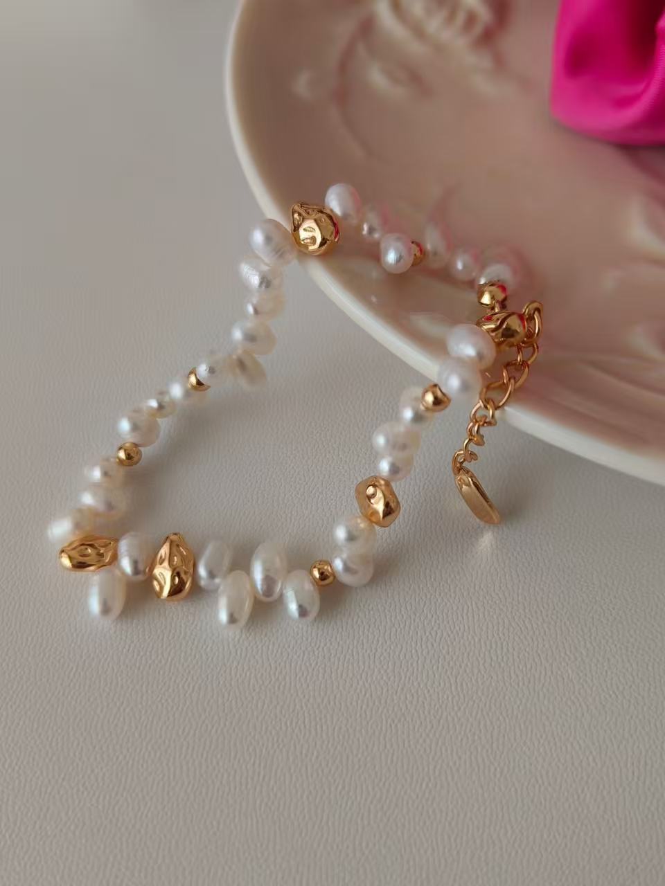18K Gold-Plated S925 Irregular Freshwater Pearl Bracelet – 14cm + 4cm