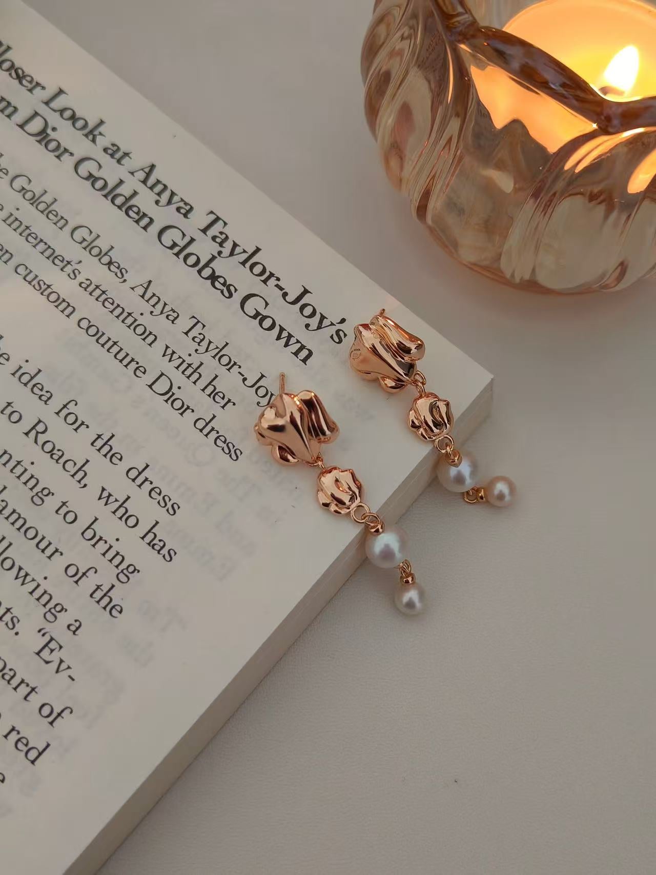 18k gold plated s925 pearl earrings