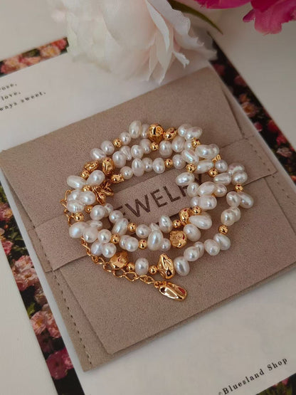 18K Gold-Plated S925 Freshwater Pearl Necklace – Irregular Artistic Chain (36cm + 6cm)