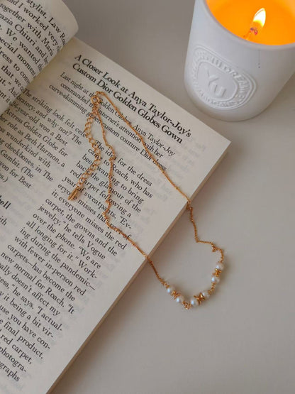 Classic Pearl Bar Necklace – 18K Gold Vermeil on Sterling Silver | Natural Freshwater Pearls