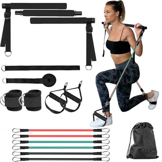 Multifunction Pilates Resistance Bar Kit – Home Workout System