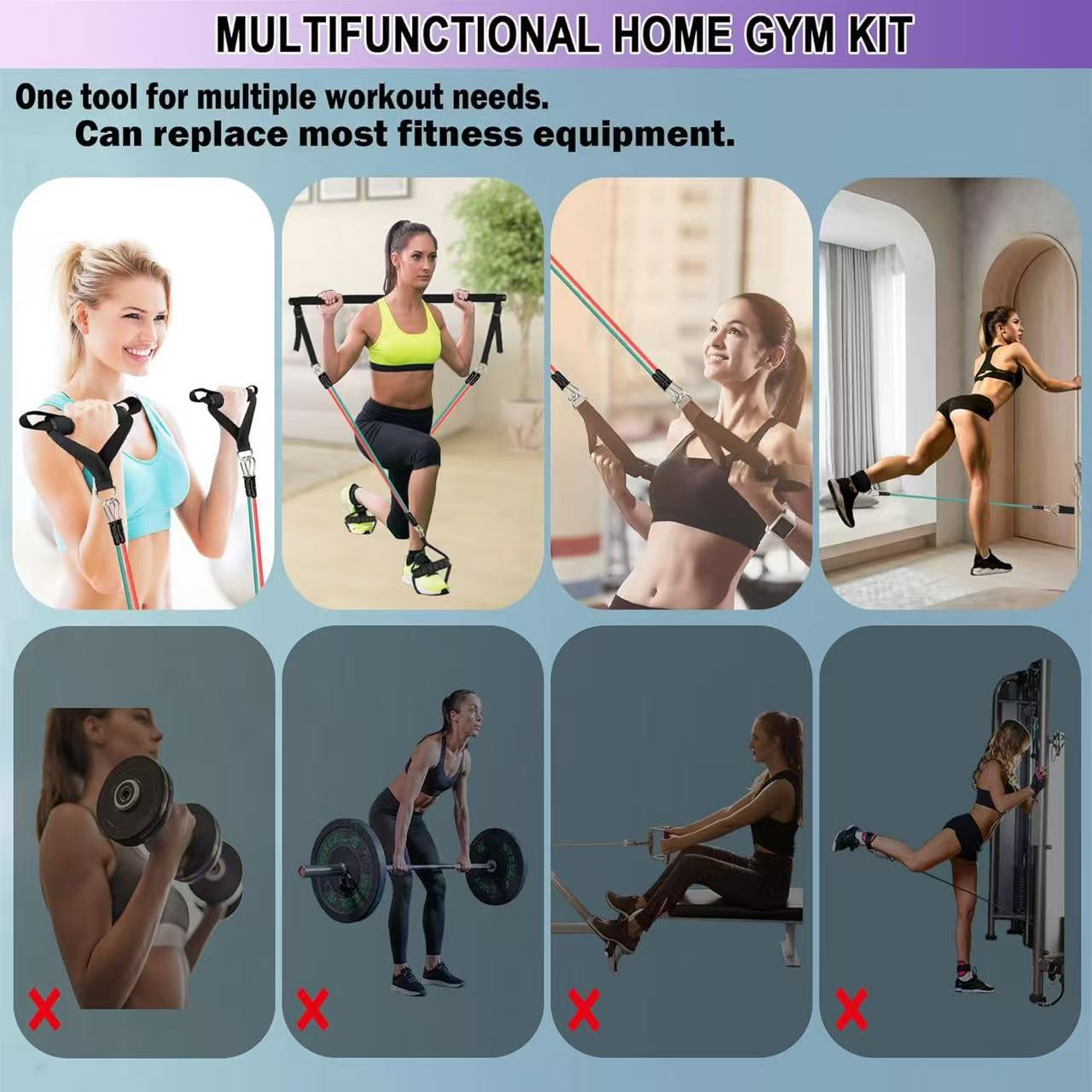 Multifunction Pilates Resistance Bar Kit – Home Workout System