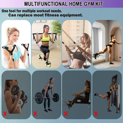 Multifunction Pilates Resistance Bar Kit – Home Workout System