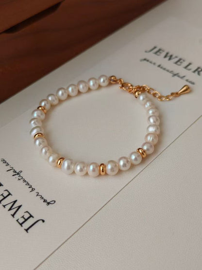 Classic Freshwater Pearl Bracelet – 18K Gold Vermeil on Sterling Silver | Timeless Elegance