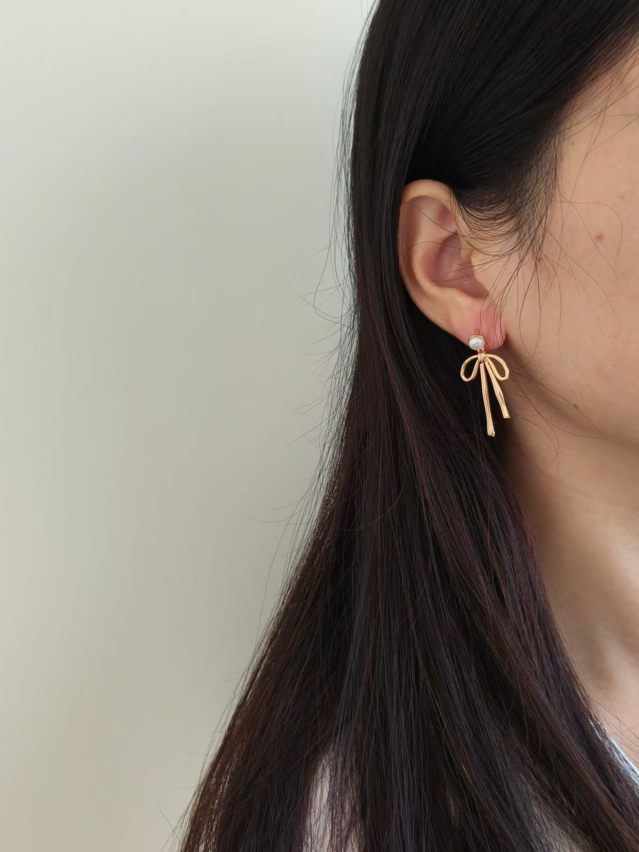 Bow Pearl Drop Earrings – 18K Gold Vermeil on Sterling Silver | Natural Freshwater Pearls