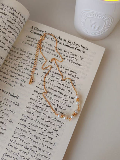 Classic Pearl Bar Necklace – 18K Gold Vermeil on Sterling Silver | Natural Freshwater Pearls