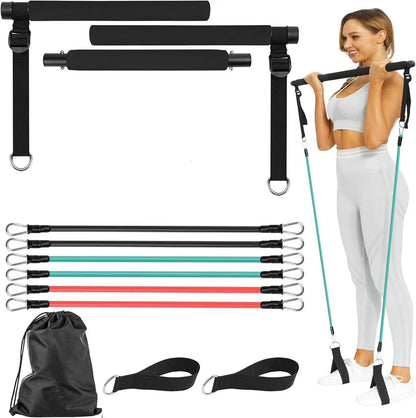 Multifunction Pilates Resistance Bar Kit – Home Workout System