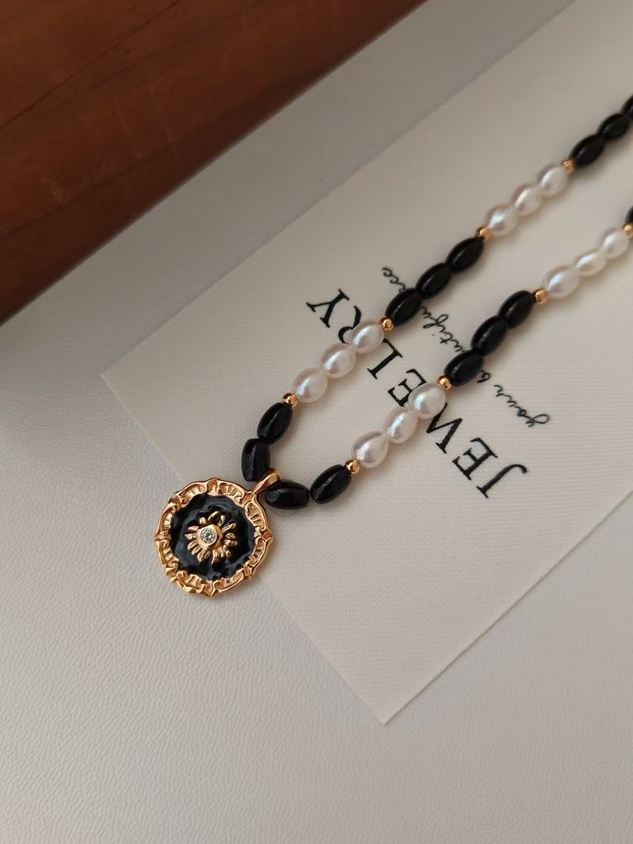 18K Gold-Plated S925 Pearl & Agate Necklace – Minimalist Dual-Tone Design (38cm + 6cm)